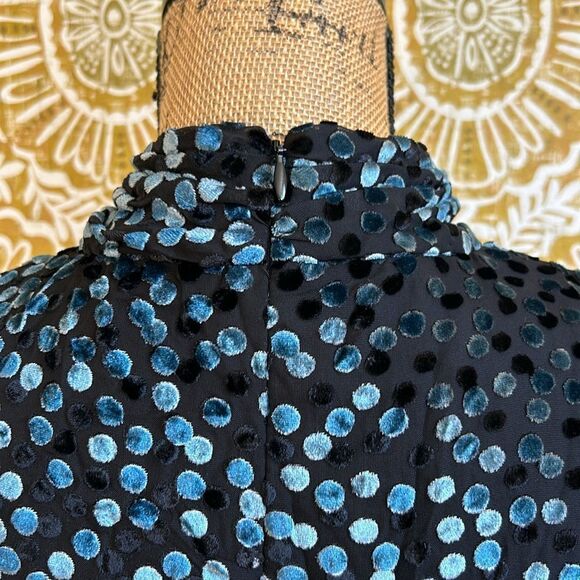 NWT Shoshanna Cassia Dot Velvet Burnout Long Sleeve Mini Dress in Jet/Olive Sz 4 - Picture 13 of 16